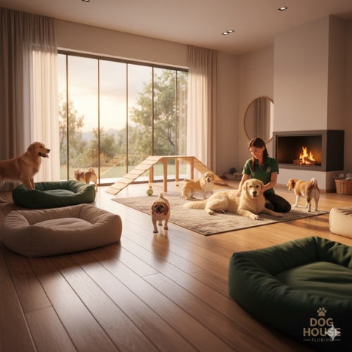 Cães brincando na hospedagem